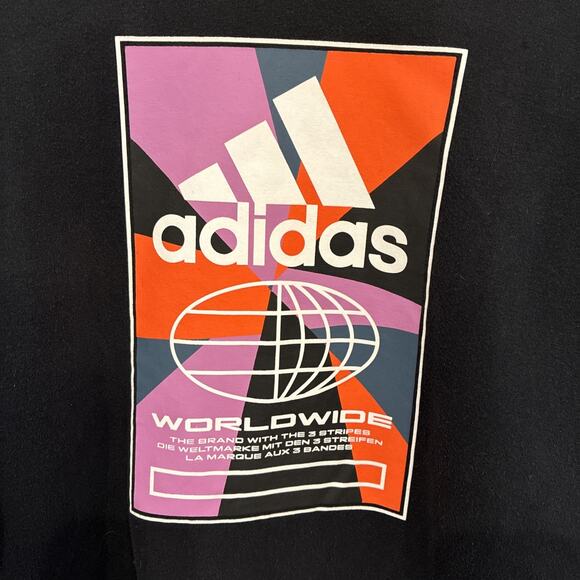 Adidas Men’s Large Black Graphic Crewneck Sweatshirt Logo Athletic Pullover - Picture 3 of 8